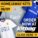 buy 2008/2009 home and away shirts at Kitbag