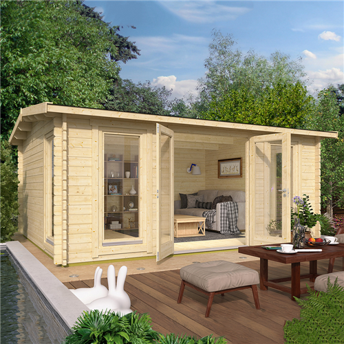 simplylogcabins.co.uk - The Rusholme 19.2m² Log Cabin is a modern and elegant Garden Building. 44mm Thick wall logs great insulation – Double Glazing. Secure with a £1149 Deposit FAST 7 Day Delivery