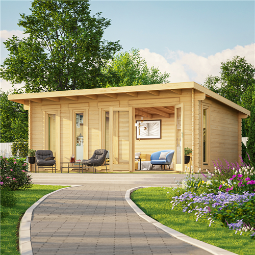 simplylogcabins.co.uk - The Wolverine is a modern and sleek garden building great for a summer house or garden office. 44mm Wall logs great insulation – Double Glazing. Secure with a £1299 Deposit. FAST 7 Day Delivery