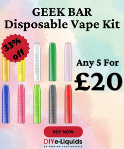 diyeliquids.co.uk - Save 33% On Disposables – Buy Any 5 Geek Bar Disposables For Only £20 or 1 for £4.99